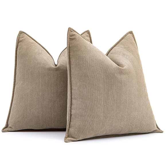 Other - Khaki‎ Decorative Pillow Covers 24x24 Inch Soft Chenille
